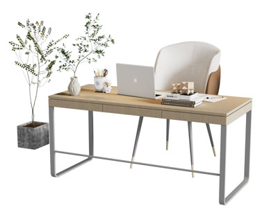 现代书桌椅组合3d模型 现代书桌椅组合