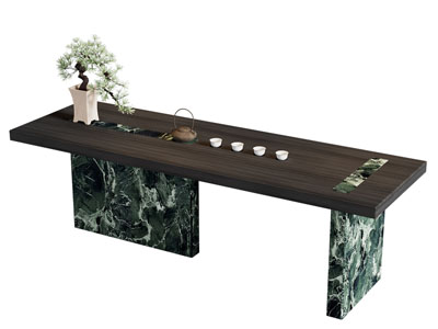 新中式实木长方形茶桌3d模型 新中式实木长方形茶桌