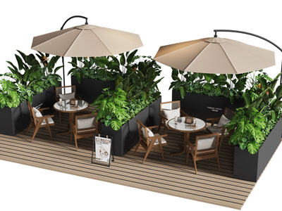 现代户外遮阳伞 休闲咖啡桌椅组合3d模型 现代户外遮阳伞 休闲咖啡桌椅组合