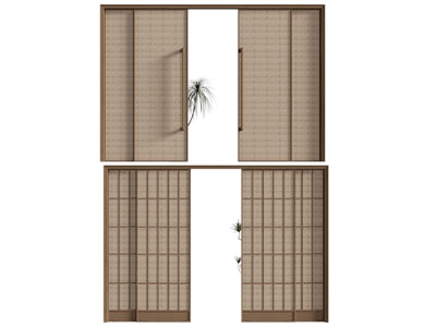 侘寂风推拉门3d模型 侘寂风推拉门