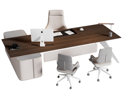 现代老板台 老板桌椅组合3d模型 现代老板台 老板桌椅组合