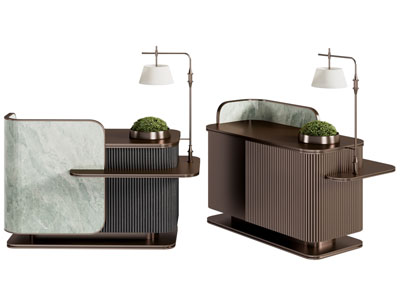 新中式前台接待台3d模型 新中式前台接待台