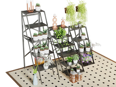 现代不锈钢花架 盆景盆栽植物