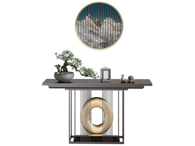 新中式端景台 盆景盆栽植物3d模型 新中式端景台 盆景盆栽植物