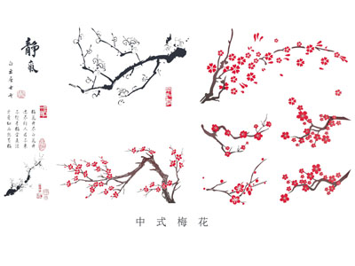 新中式梅花墙饰挂件 墙贴3d模型 新中式梅花墙饰挂件 墙贴