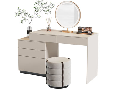 现代轻奢化妆 梳妆台3d模型 现代轻奢化妆 梳妆台