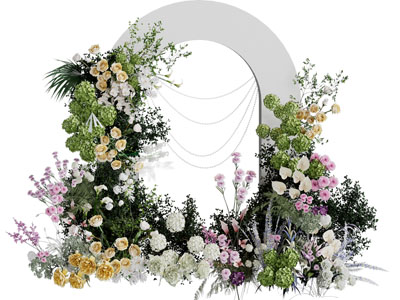 现代花卉花艺美陈 摆件组合3d模型 现代花卉花艺美陈 摆件组合