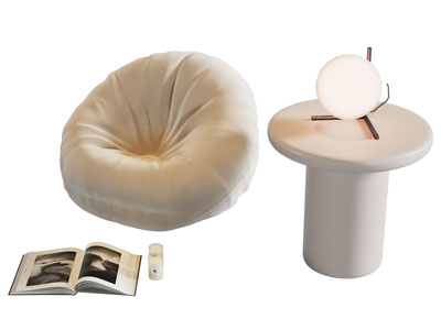 现代奶油风懒人沙发 边几