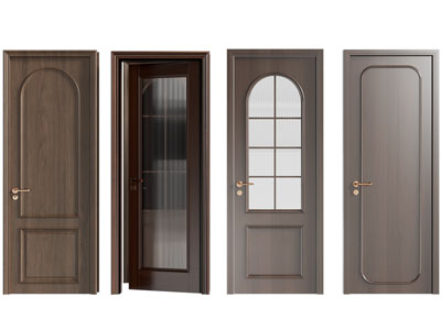 现代实木房门 平开门 玻璃门3d模型 现代实木房门 平开门 玻璃门