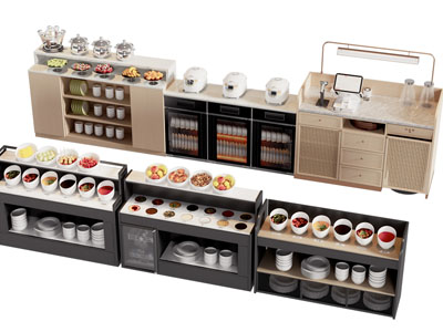 现代火锅店调料台 取餐台