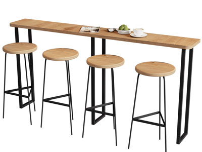 现代实木吧台吧凳组合3d模型 现代实木吧台吧凳组合