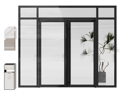 现代办公玻璃大门 双开门3d模型 现代办公玻璃大门 双开门