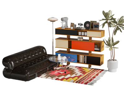 现代多巴胺玄关柜 边柜 多人沙发和茶几组合3d模型 现代多巴胺玄关柜 边柜 多人沙发和茶几组合