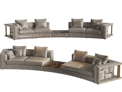 现代弧形多人沙发3d模型 现代弧形多人沙发