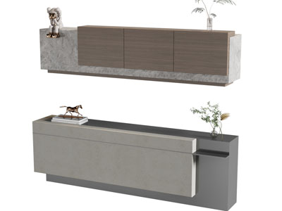 新中式前台接待台3d模型 新中式前台接待台