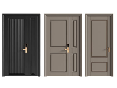 现代平开门 子母入户门 防盗门3d模型 现代平开门 子母入户门 防盗门