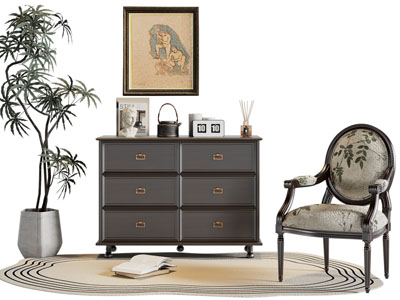 法式玄关柜 边柜 斗柜 休闲椅子3d模型 法式玄关柜 边柜 斗柜 休闲椅子