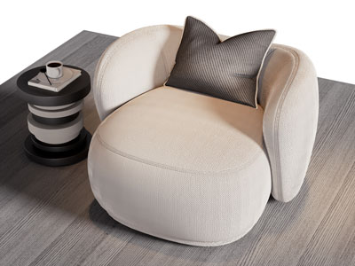 现代单人沙发 边几