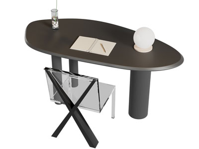 现代异形书桌椅组合3d模型 现代异形书桌椅组合