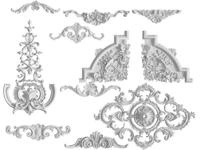 欧式雕花装饰构件 灯盘3d模型 欧式雕花装饰构件 灯盘
