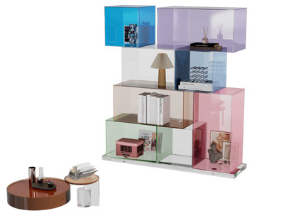 现代彩色亚克力装饰柜 茶几