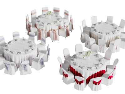 现代酒店圆形餐桌椅组合3d模型 现代酒店圆形餐桌椅组合