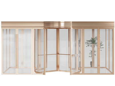 现代铜质酒店旋转大门3d模型 现代铜质酒店旋转大门