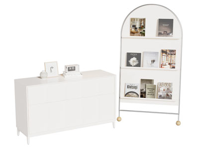 现代奶油风玄关柜 边柜 书架3d模型 现代奶油风玄关柜 边柜 书架