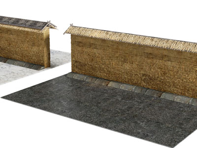 中式古代围墙 土墙 泥墙 稻草围墙3d模型 中式古代围墙 土墙 泥墙 稻草围墙