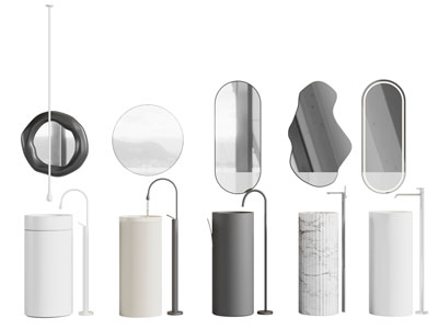 现代立式洗手台 镜子