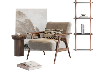 北欧休闲椅子 边几