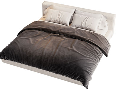 现代布艺双人床