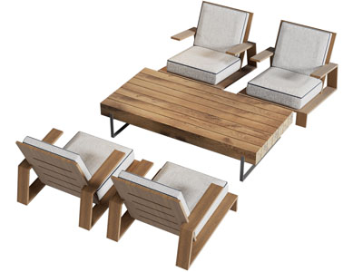 日式餐桌椅组合3d模型 日式餐桌椅组合