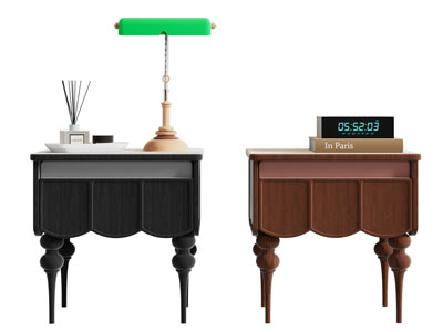 法式床头柜 台灯摆件组合