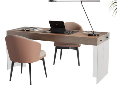 现代书桌椅组合3d模型 现代书桌椅组合