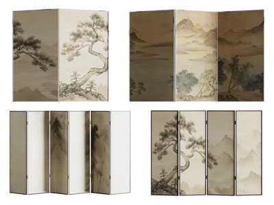 新中式屏风3d模型 新中式屏风