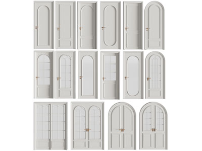 法式奶油风木门 玻璃门 房门 双开门 平开门3d模型 法式奶油风木门 玻璃门 房门 双开门 平开门