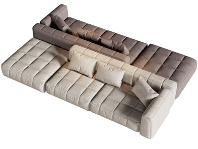 现代双向多人沙发3d模型 现代双向多人沙发