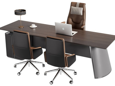 现代老板台 老板桌椅组合3d模型 现代老板台 老板桌椅组合