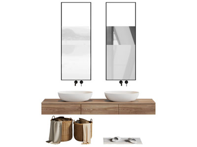 现代悬空式洗手盆 洗手台 镜子 浴室柜