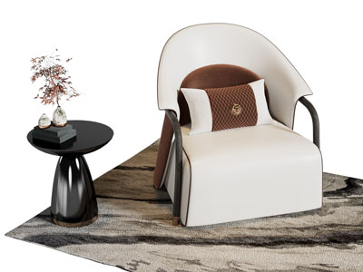 新中式单人沙发 边几