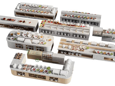 现代自助餐厅取餐台 调料台