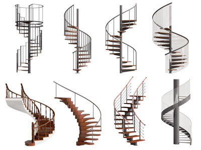 现代镂空台阶旋转楼梯3d模型 现代镂空台阶旋转楼梯