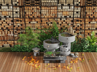 新中式水景 水池景观园艺小品