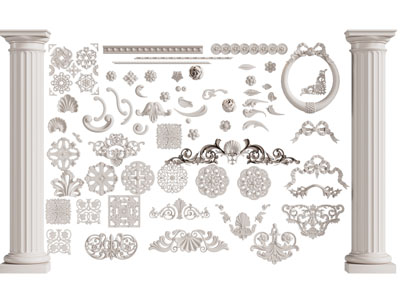 欧式罗马柱子 雕花装饰构件 灯盘3d模型 欧式罗马柱子 雕花装饰构件 灯盘