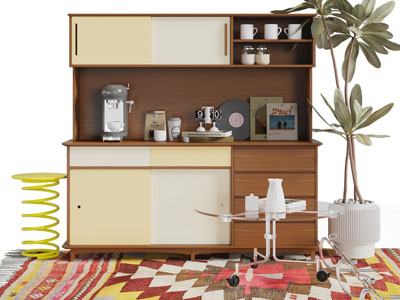 现代中古风实木餐边柜