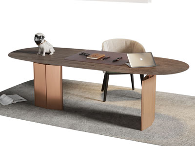 现代中古实木书桌椅组合3d模型 现代中古实木书桌椅组合