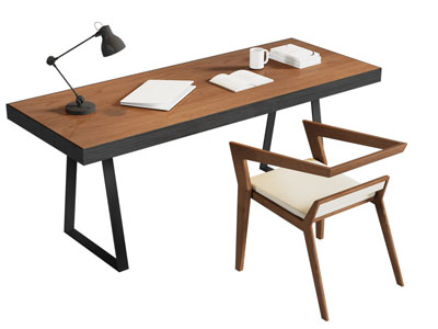 现代书桌椅组合3d模型 现代书桌椅组合