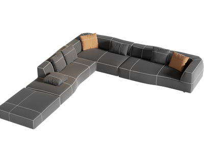 现代转角多人沙发3d模型 现代转角多人沙发