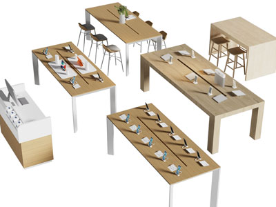 现代手机展示台 数码产品体验桌椅组合